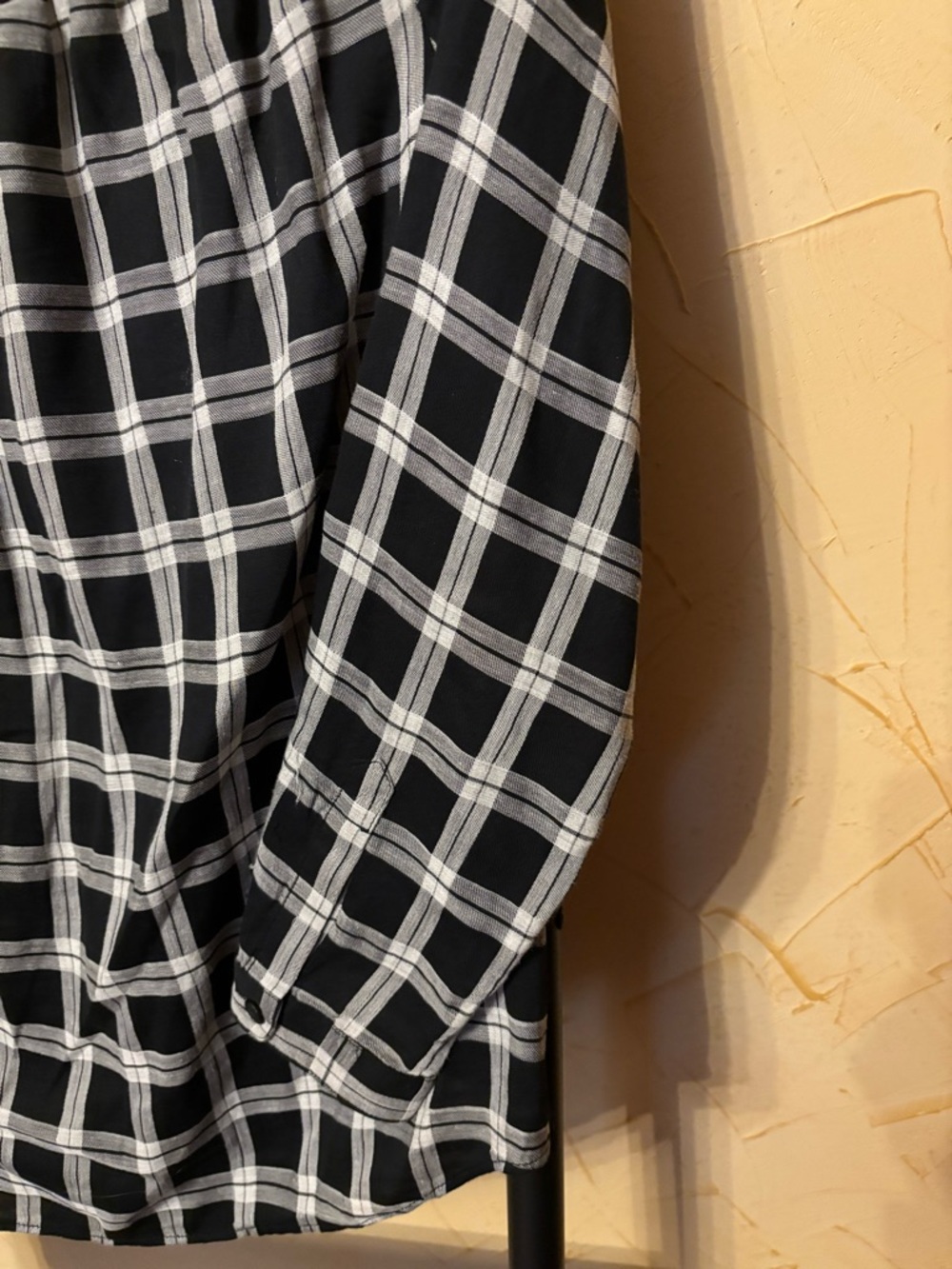 rag & bone Size S Black and White Plaid Off-Shoulder Tunic - Picture 2 of 6